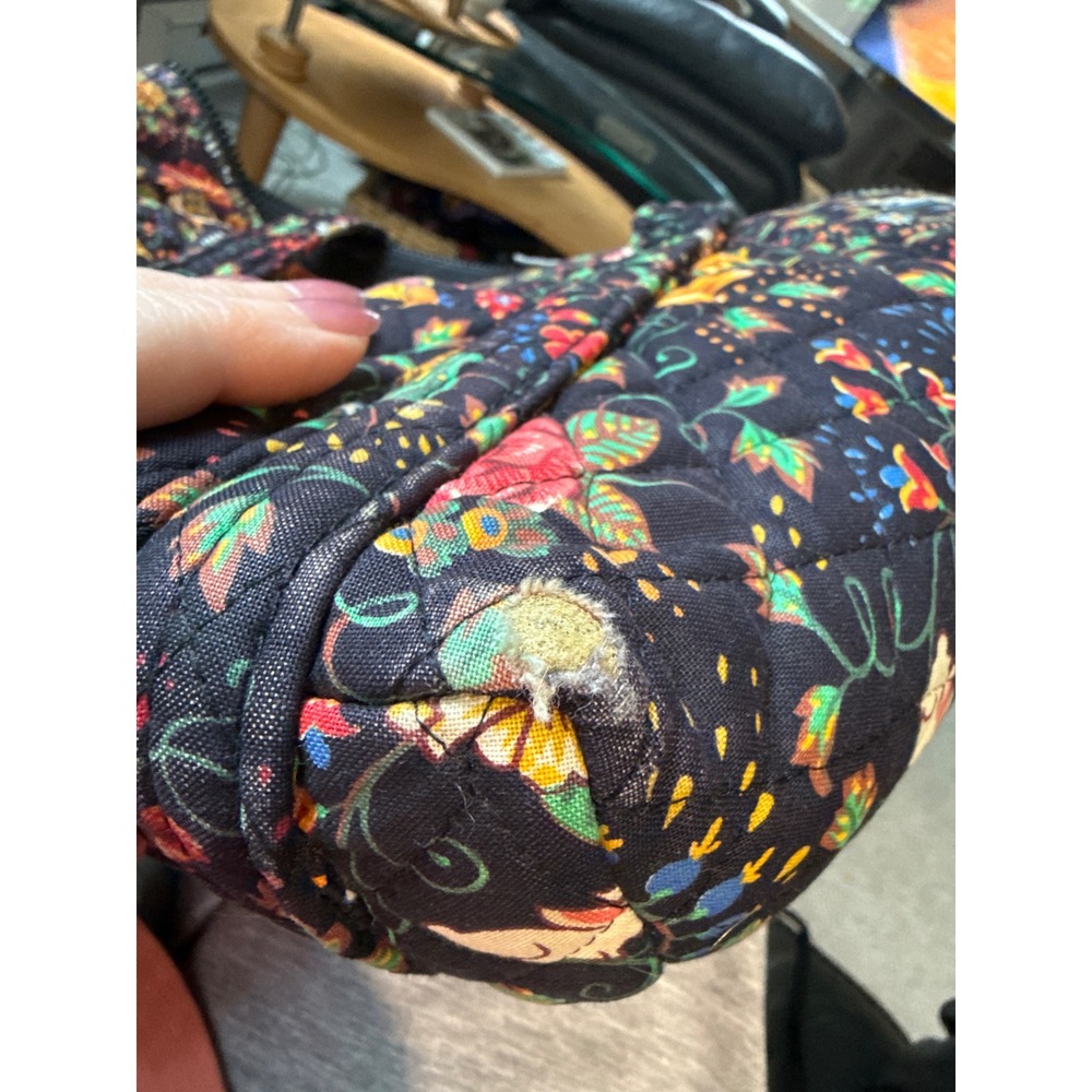 Vera Bradley Tavern on the Green Quilted Tote Bag Unicorn Floral Woodland Black - Picture 11 of 12